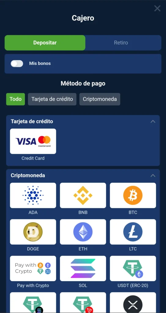 Primer paso para depositar en 20bet