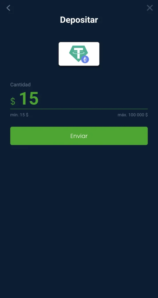 Segundo paso para depositar en 20bet